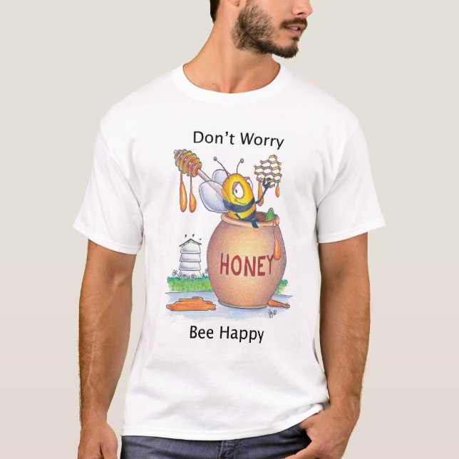No se preocupe la camiseta feliz de la abeja (Anverso)