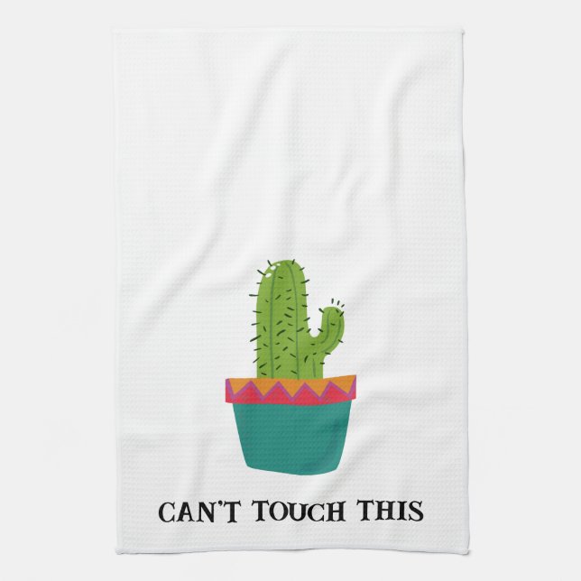 No se puede tocar esta toalla de cocina de cactus (Vertical)