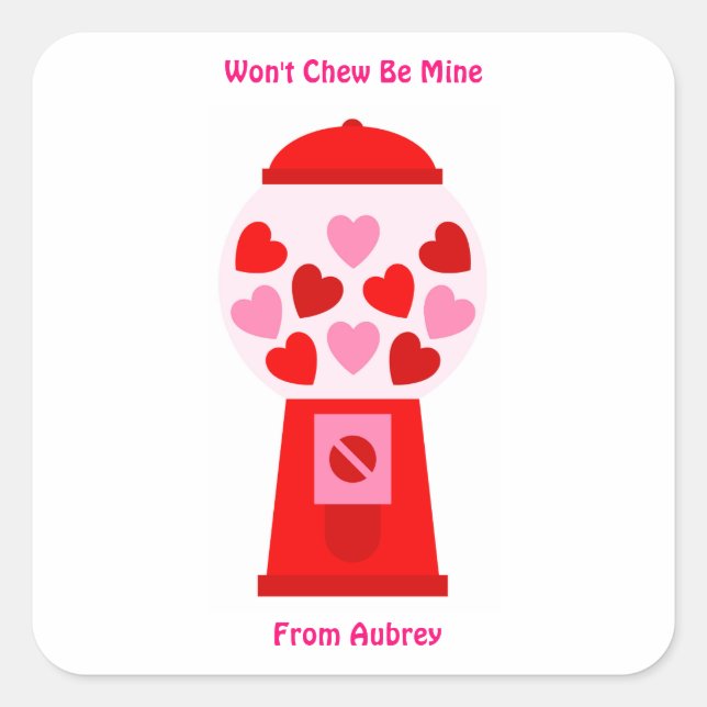 No será mi Pegatina Valentine Heart Gumball (Anverso)