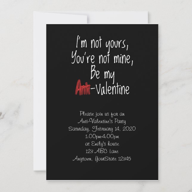 No soy tu invitación anti-San Valentín (Anverso)