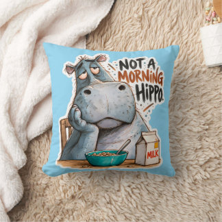 🦛😴 No soy un Hippo Mañanero – Almohada Divertida