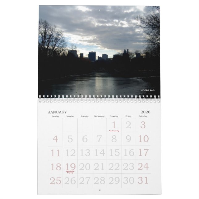 No su calendario medio de New York City (Jan 2026)