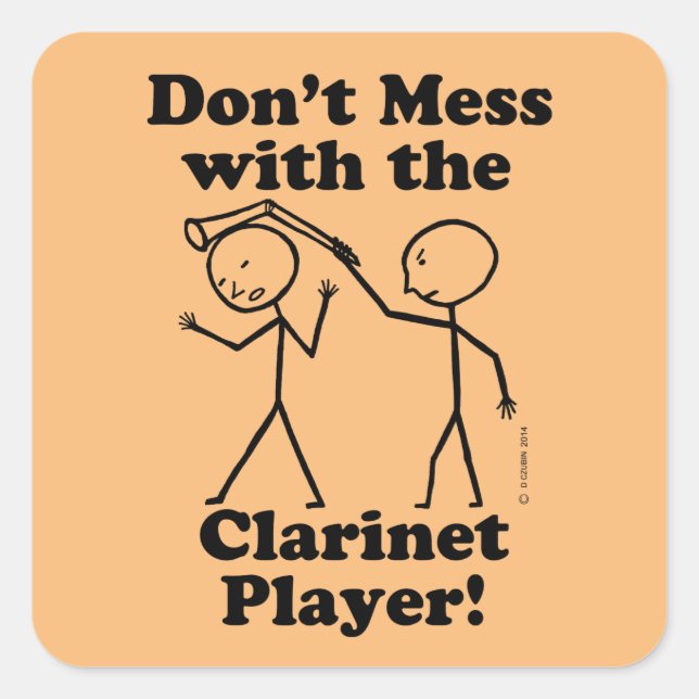 No te metas con el Pegatina de Clarinet Player Squ (Anverso)