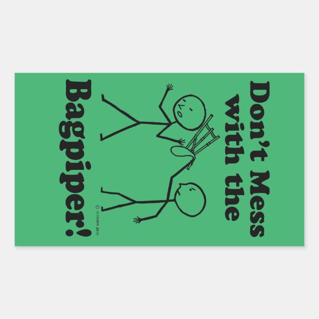 No te metas con el Pegatina rectangular del Bagpip (Anverso)