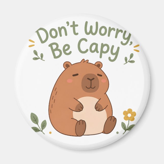 No te preocupes sé capy adorable imán de carpincho (Frente)