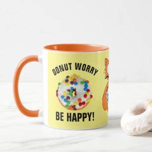 ¡No te preocupes, sé feliz! Taza divertida para am