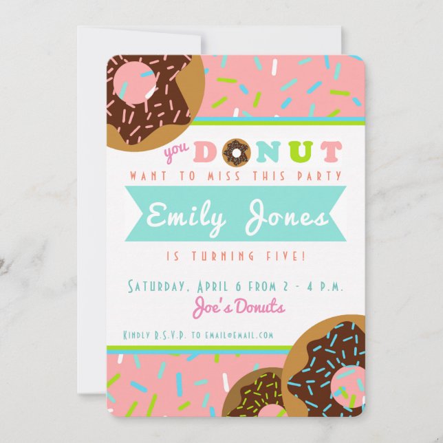 "No te quieres PERDER Esto" Invitación de Donut (Anverso)