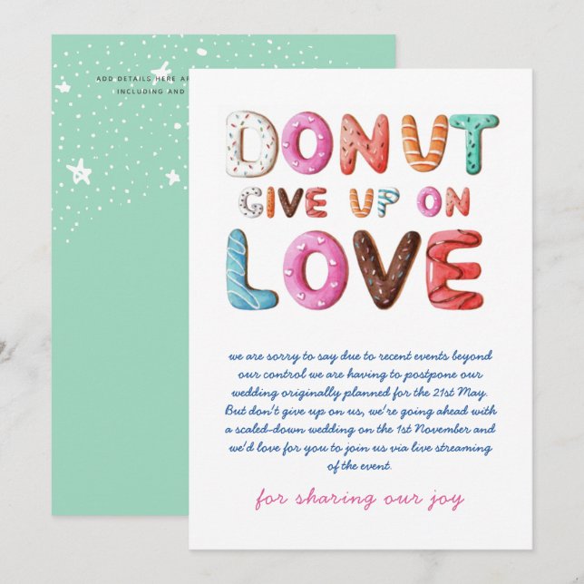 NO TE RINDAS DONUT Con Amor Tarjetas de Cambio de  (Anverso / Reverso)