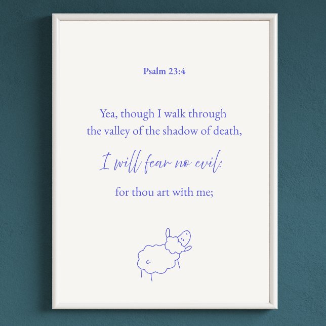 No Temeré Ningún Mal Salmo 23:4 Póster Cristiano (Psalm 23 Christian Wall Art For  Children Bible Verse Poster)
