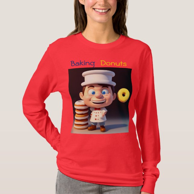 No toques mis donuts, damas camiseta de manga larg (Anverso)