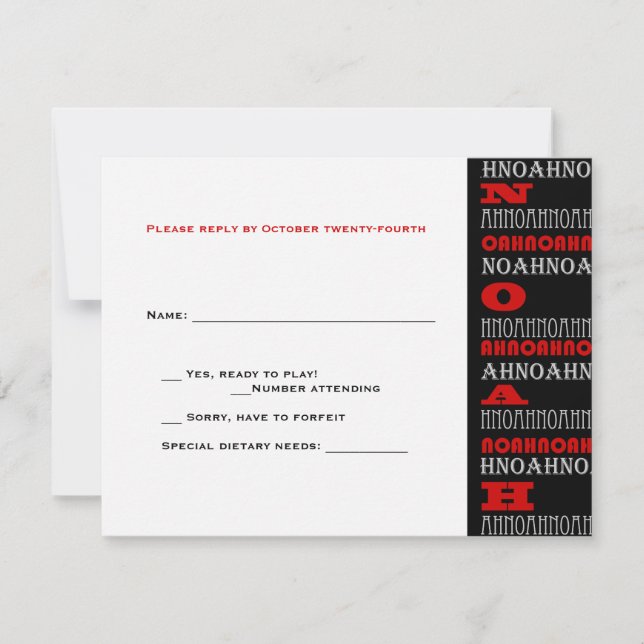 Noah Guay Bar moderno Mitzvah RSVP Red Black (Anverso)
