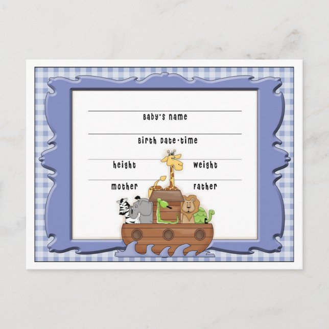 Noahs Ark Baby Invitación postales (Anverso)