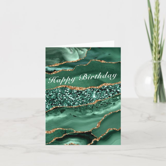 Nóbel Agate Purpurina de Oro Verde Esmeralda (Anverso)