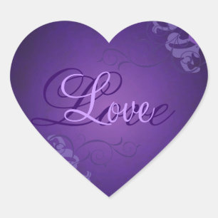 Noble Purple Scroll Heart Purple Love Pegatina