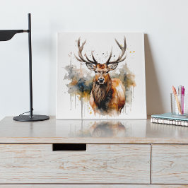 Nobles Antlers: Arte de acuarela de Elk Woodland