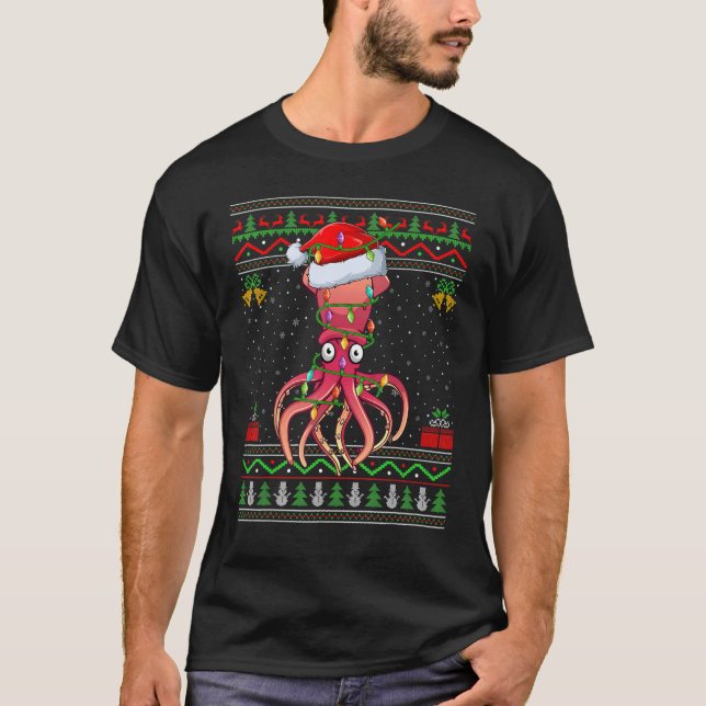 Noche alumbrado Estilo Suéter Feo Santa Squid Navi (Anverso)