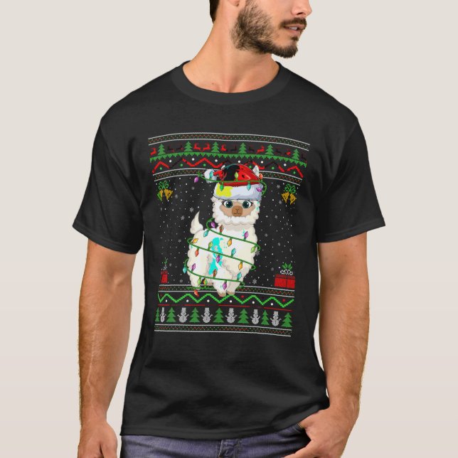 Noche alumbrado Ugly Sweater Style Santa Llama Chr (Anverso)