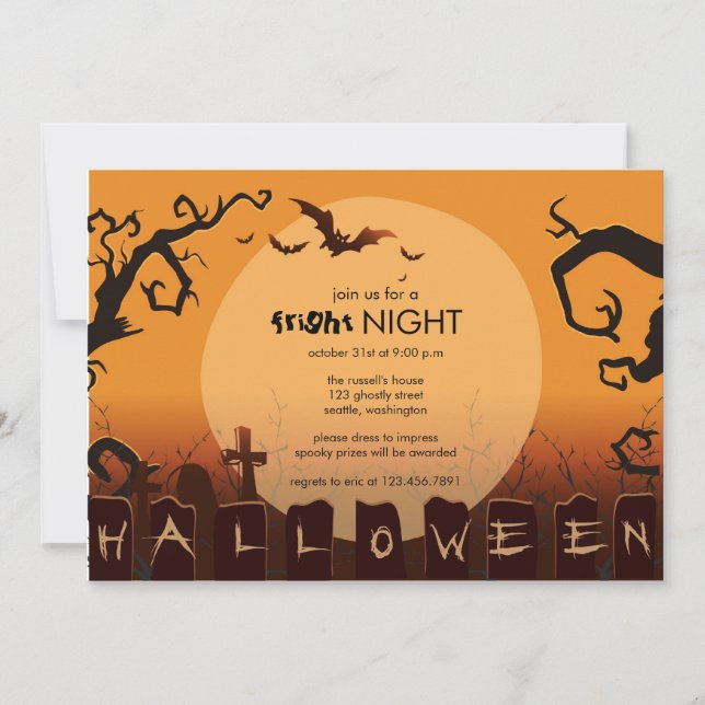 Noche brillante - invitación de fiesta de hallowee (Anverso)