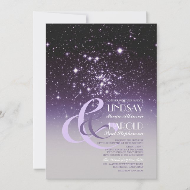 Noche Cielo Estrellas Románticas Invitaciones a la (Anverso)