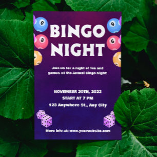Noche de Bingo Divertida Invitación Benefica