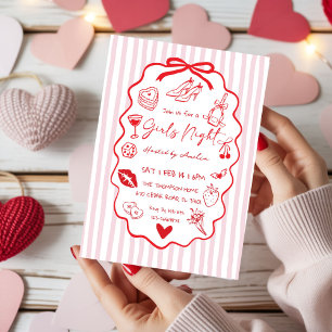 Noche de chicas doodle Invitación dibujada a mano