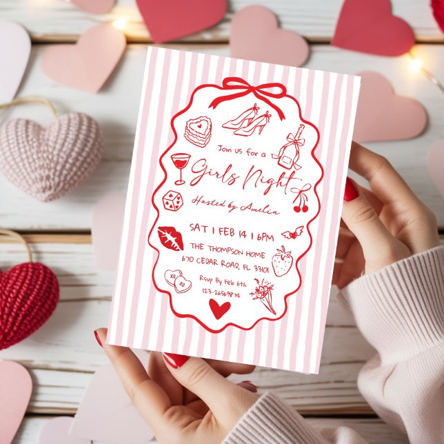 Noche de chicas doodle Invitación dibujada a mano (Subido por el creador)
