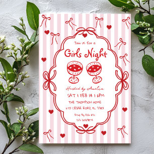 Noche de chicas doodle Invitación dibujada a mano