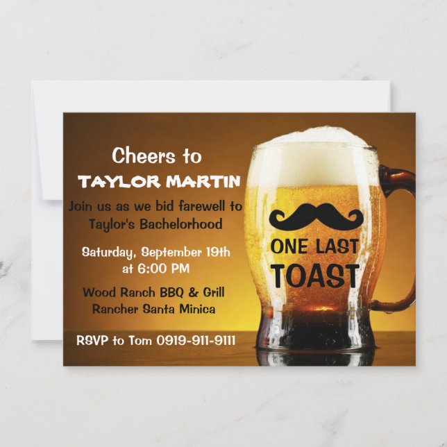 Noche de Chicos Cerveza Invitación a la Despedida  (Anverso)