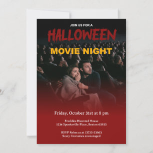 Noche de cine de terror espeluznante invitación de
