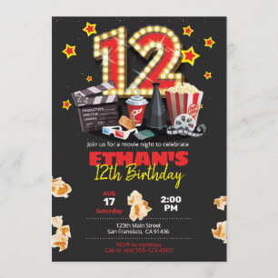 Noche de cine, teatro - 12ª invitación de cumpleañ