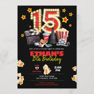 Noche de cine, teatro - 15º cumpleaños invitación