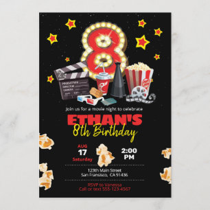 Noche de cine, teatro - Invitación de cumpleaños n