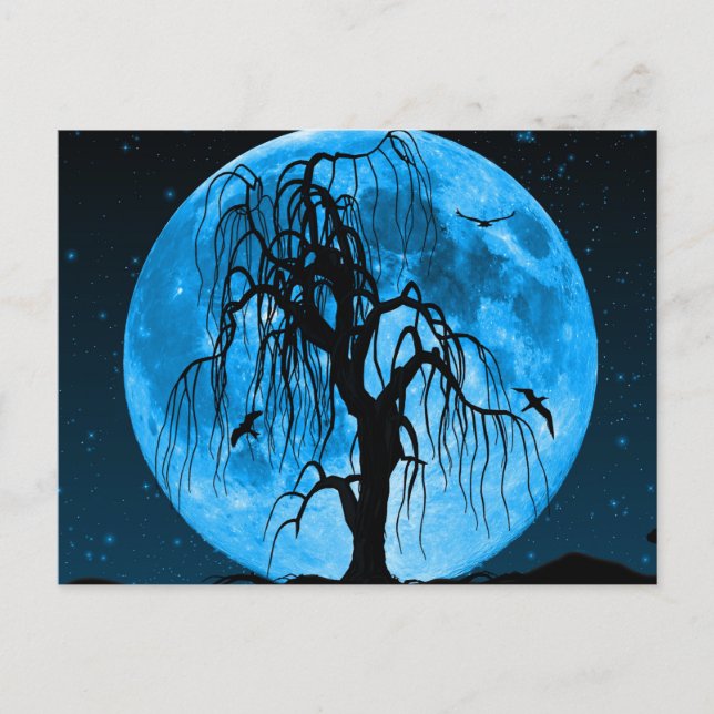 Noche de Halloween de miedo con postal de cuervo r (Anverso)