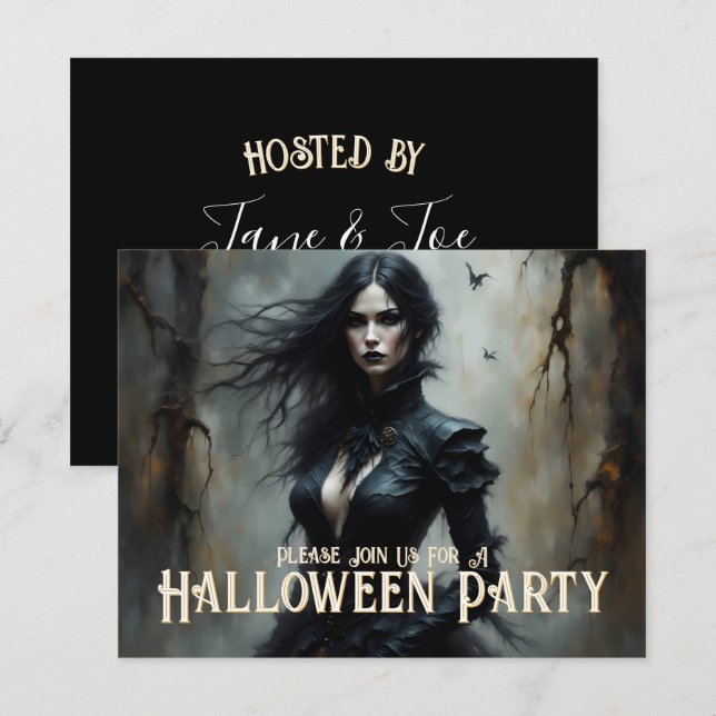 Noche de Halloween Gótico de Misterio Invitación (Anverso / Reverso)