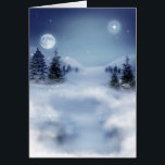 Noche de invierno<br><div class="desc">Tarjeta de saludo de 5" x 7" con una imagen de una hermosa noche de invierno con una luna llena luminosa y un cielo estrellado. El texto del personalizable interior dice: "Les deseo toda la esperanza, la maravilla y la alegría que puede traer la temporada". Vea confección, pegatina cuadrado y...</div>
