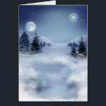 Noche de invierno<br><div class="desc">Tarjeta de saludo de 5" x 7" con una imagen de una hermosa noche de invierno con una luna llena luminosa y un cielo estrellado. El texto del personalizable interior dice: "Les deseo toda la esperanza, la maravilla y la alegría que puede traer la temporada". Vea confección, pegatina cuadrado y...</div>