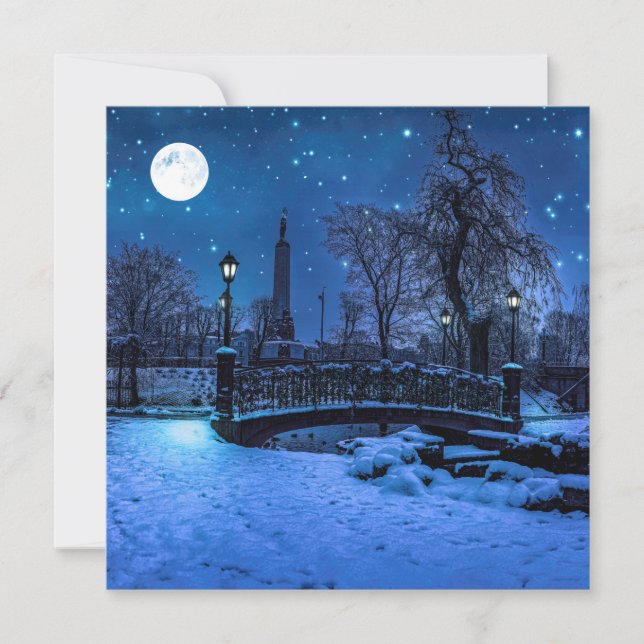 Noche de invierno mágica con cielo estrellado y lu (Anverso)