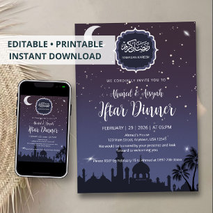 Noche de Invitación Elegante de Iftar de Ramadan M