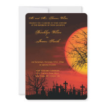 Noche de invitaciones a bodas de Halloween redonda