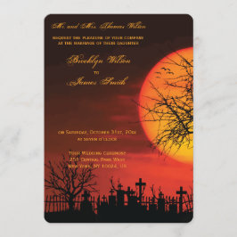 Noche de invitaciones a bodas de Halloween redonda