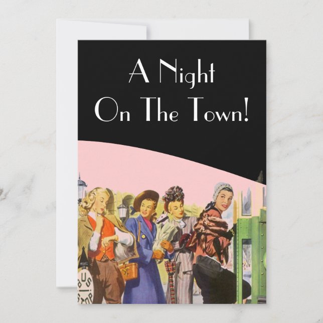 Noche De Invitaciones Retro En La Bachelorette De  (Anverso)