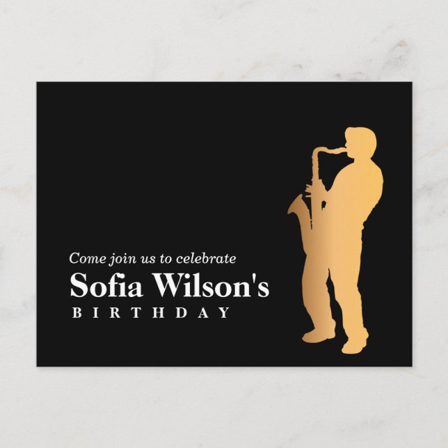 Noche de jazz cumpleaños Invitación postal (Anverso)