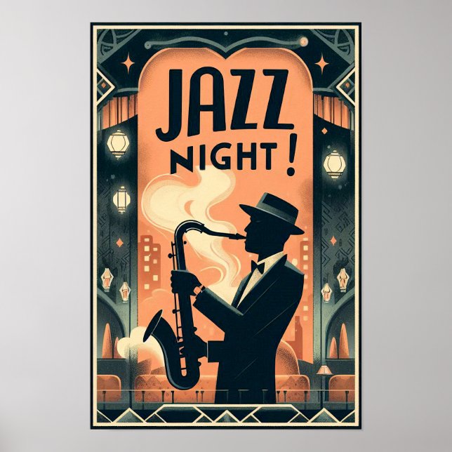 Noche de Jazz de Nueva Orleans - Arte de época (Frente)