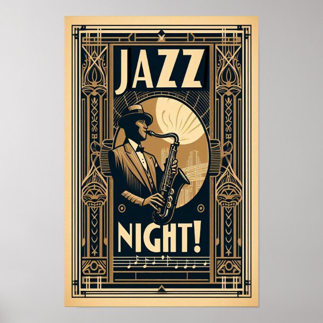 Noche de Jazz de Nueva Orleans - Arte de época (Frente)