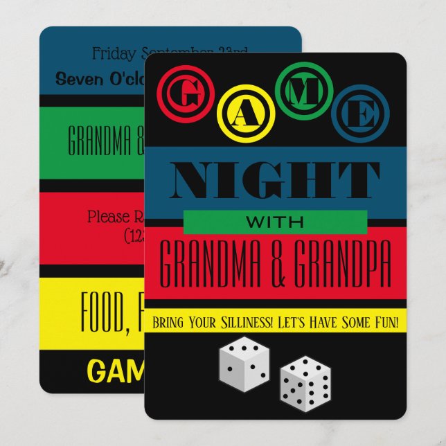 Noche de juego con invitación divertida de los abu (Anverso / Reverso)