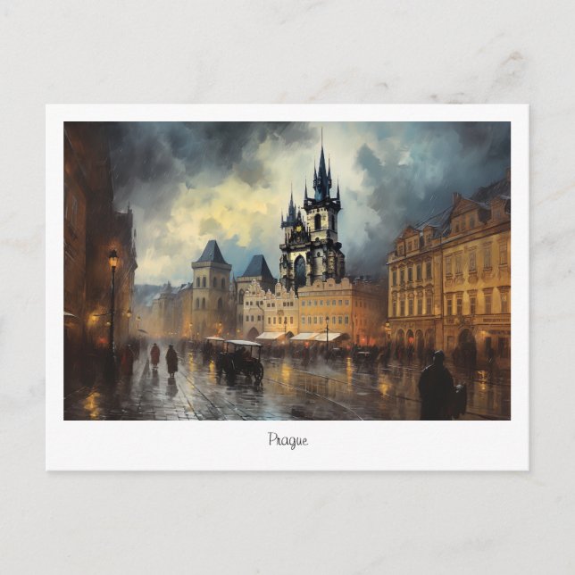 Noche de la postal de Praga en la República Checa (Anverso)