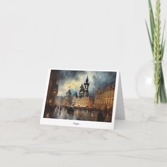 Noche de la postal de Praga en la República Checa (Anverso)