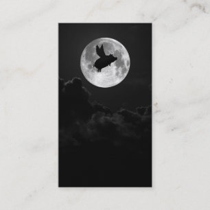 noche de la tarjeta de visita de cerdo volador