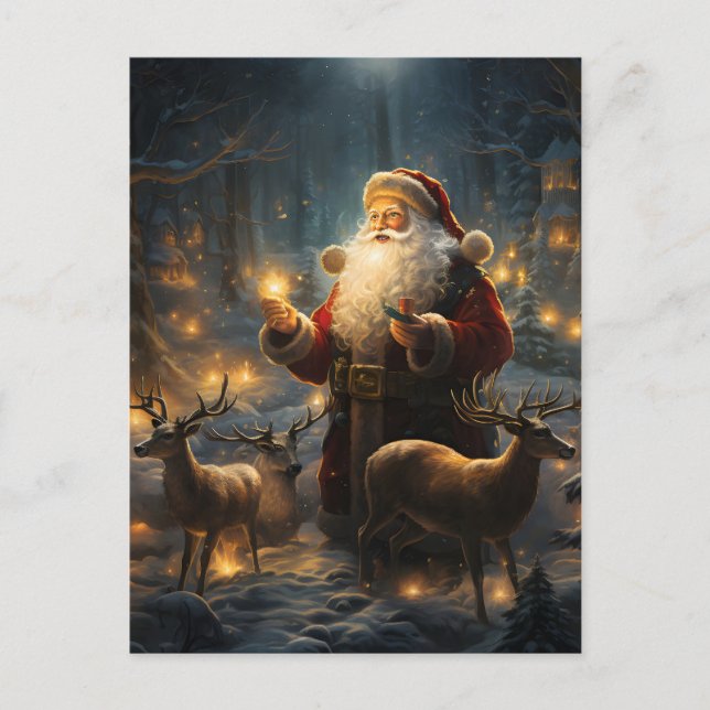 Noche de Navidad de Santa en el Bosque Nevado (Anverso)