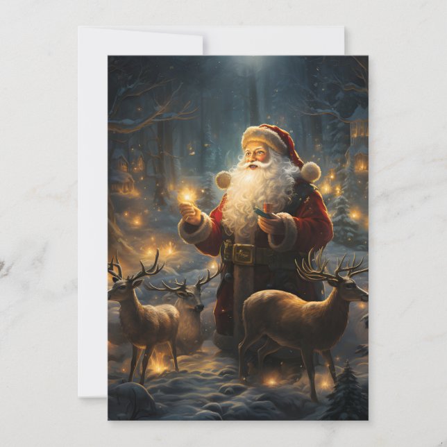 Noche de Navidad de Santa en el Bosque Nevado (Anverso)